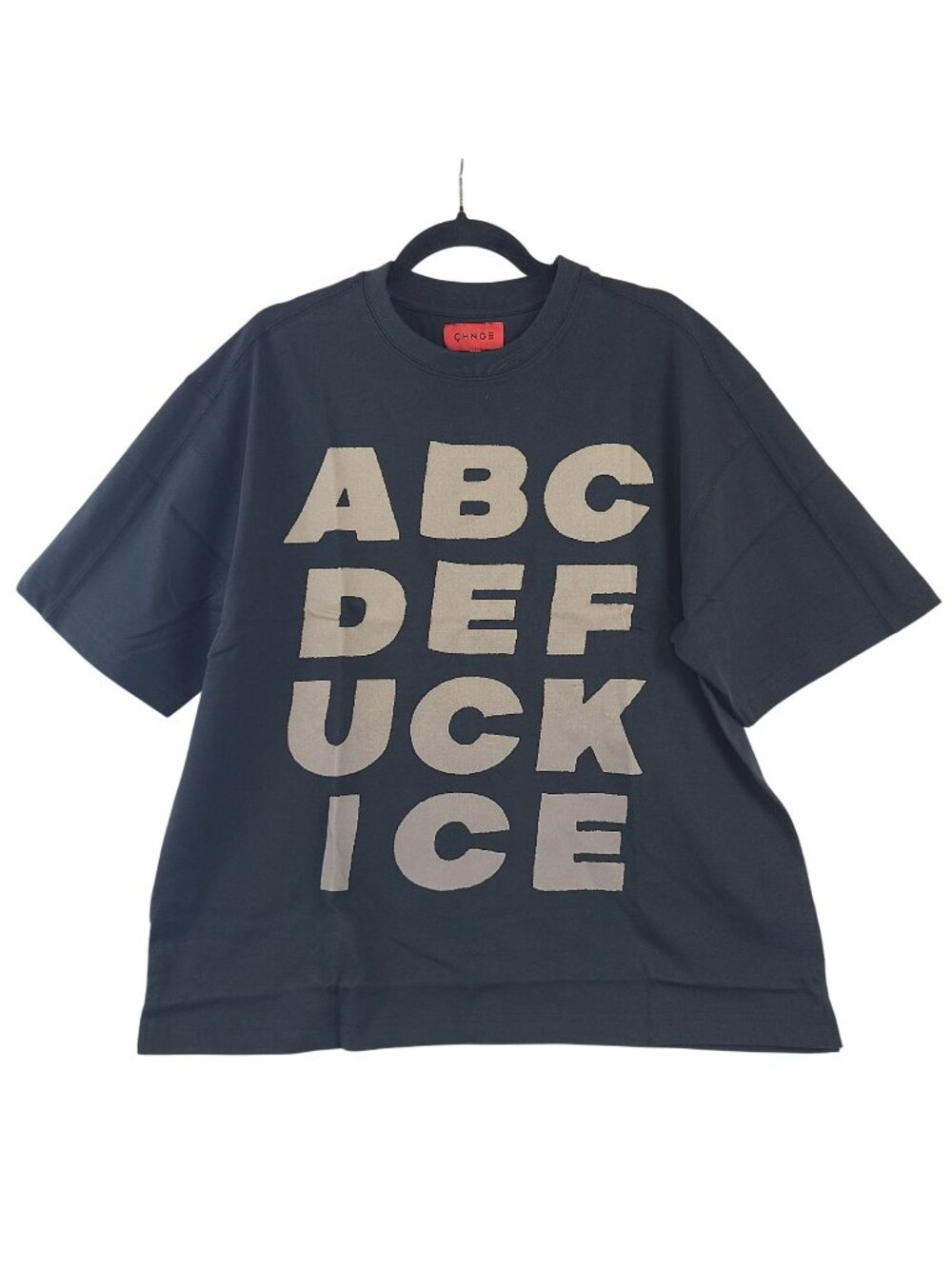 NEW CHNGE Black Graphic T-Shirt Size L Bold Alphabet Print Crewneck Unisex